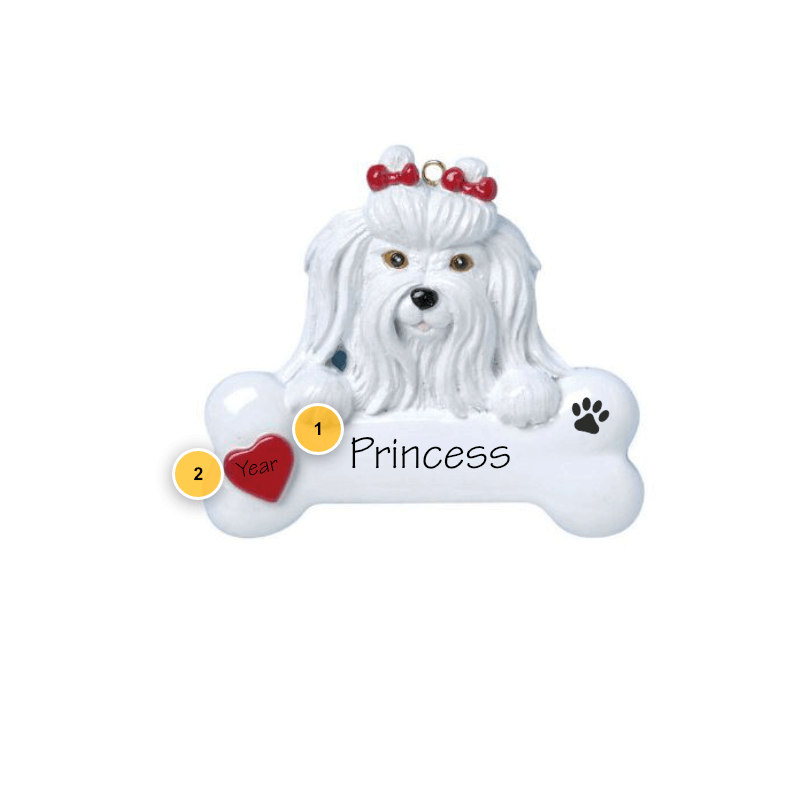 Maltese Personalized Dog Ornament