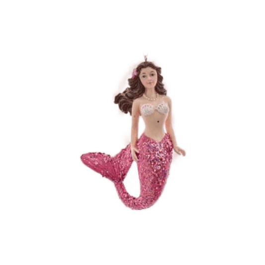 Mermaid With Pink Glittered Tail Ornament