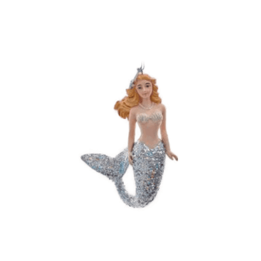 Mermaid With Silver Glittered Tail Ornament