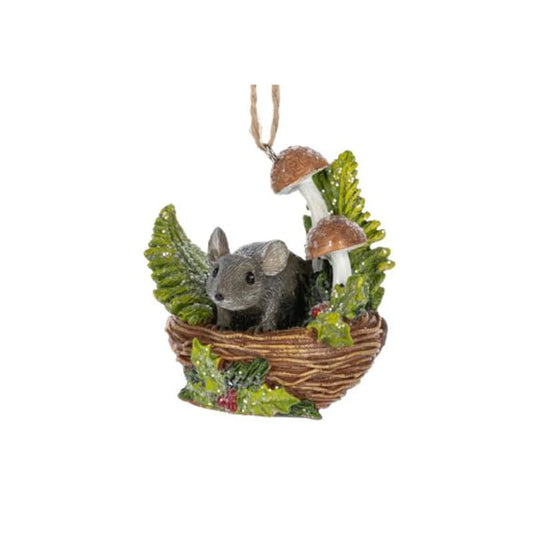 Mouse in Nest Ornament