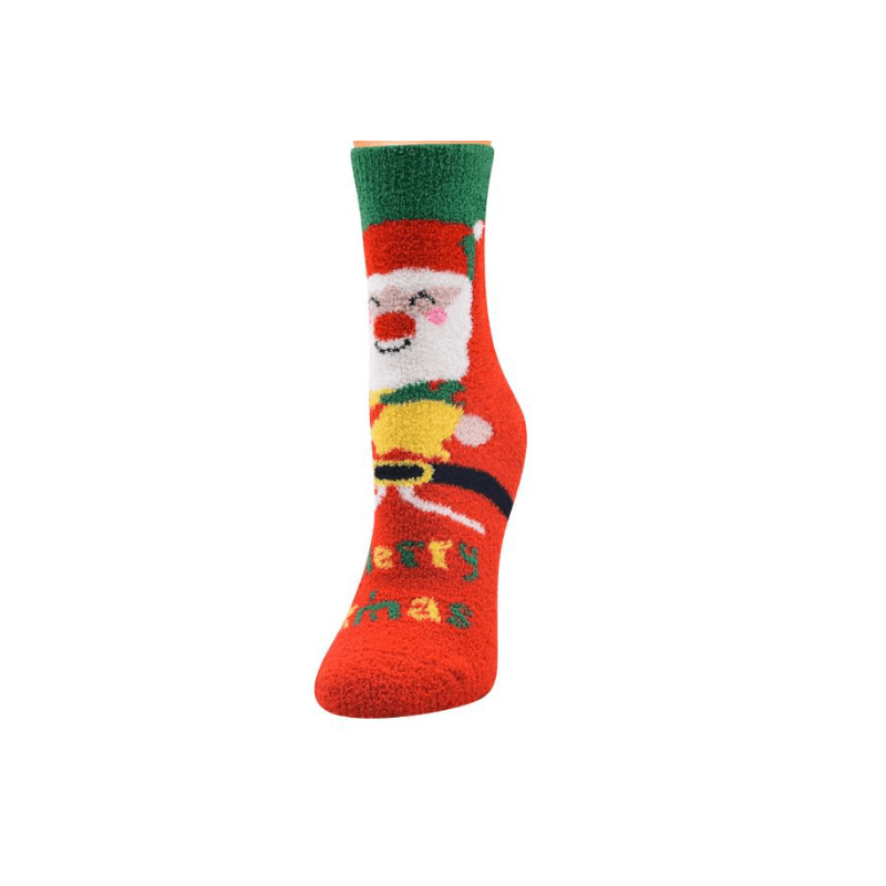 Fuzzy Santa Christmas Socks