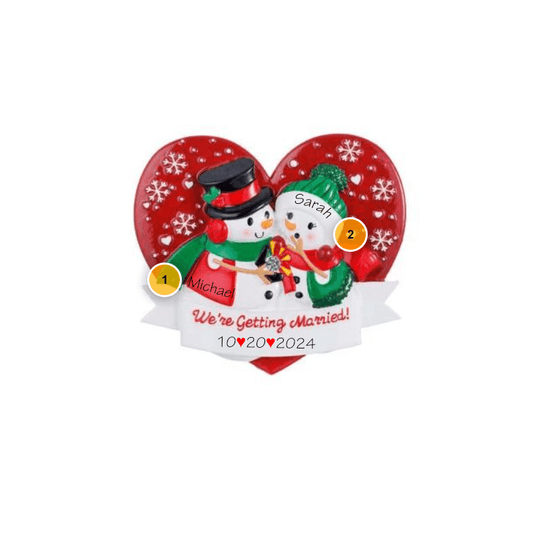 We're Getting Married Snow Couple Personalized Ornament