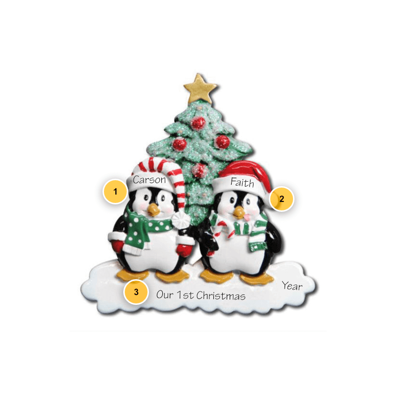 Penguin Couple Personalized Ornament