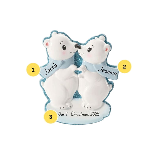 Polar Bear Couple Personalized Ornament