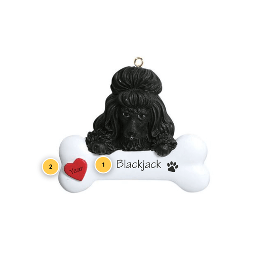 Black Poodle Personalized Dog Ornament