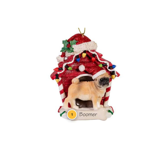 Pug With Dog House Personalized Ornament