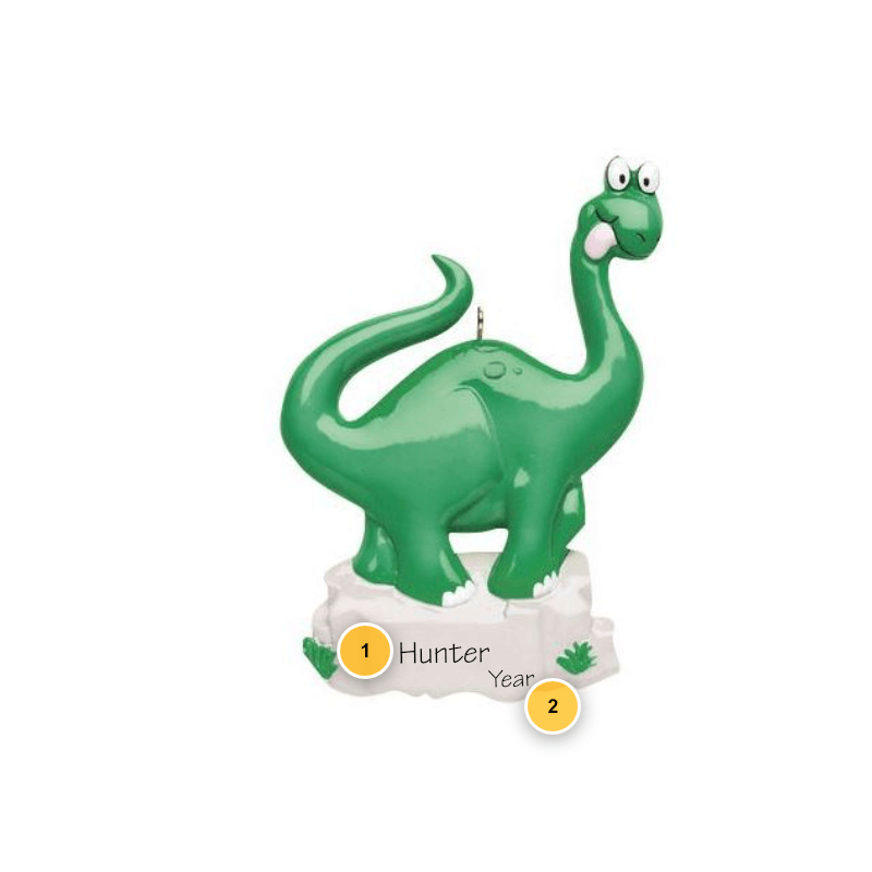 Green Long Necked Dinosaur Personalized Ornament