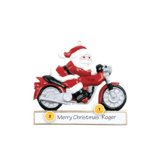 Santa Motorcycle Personalized Ornament