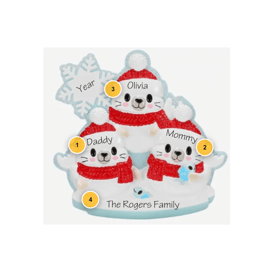 Seal Family of 3 Personalized Ornament