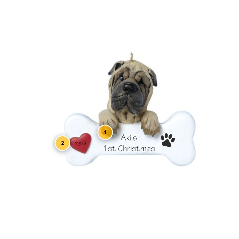 Shar Pei Personalized Dog Ornament