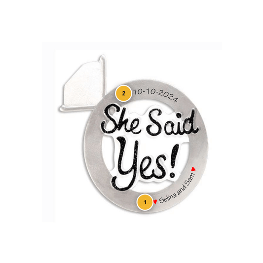 She Said Yes Ring Personalized Ornament