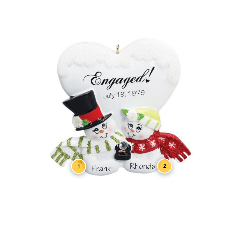 Snow Couple Personalized Engagement Ornament