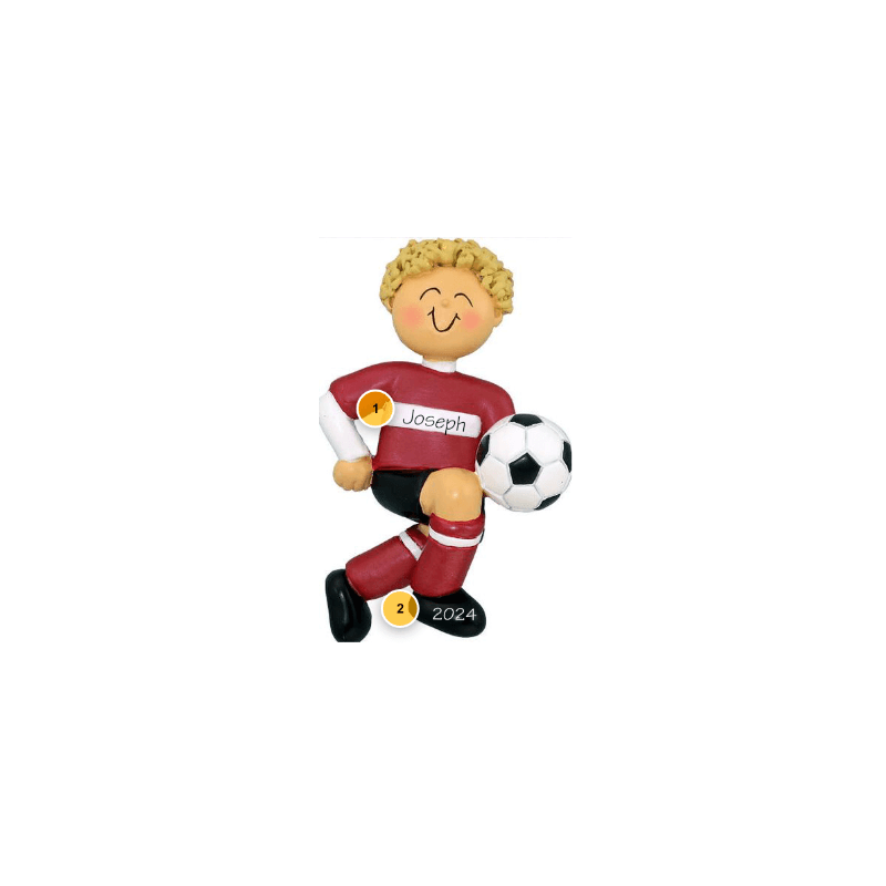 Blonde Male Soccer Player Ornament