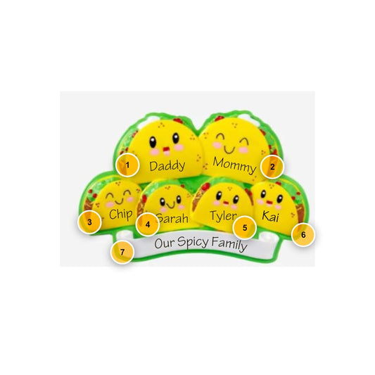 Taco Family Of 6 Personalized Ornament