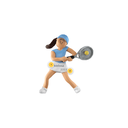 Brunette Female Tennis Player Personalized Ornament