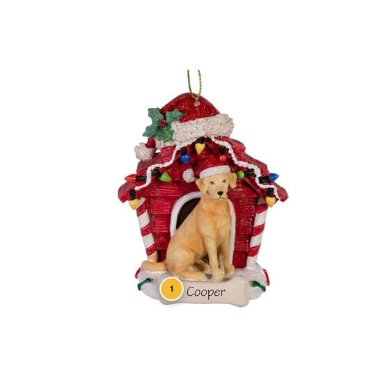 Yellow Labrador With Dog House Personalized Ornament