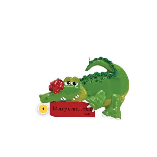 Alligator Carrying Presents Personalized Ornament