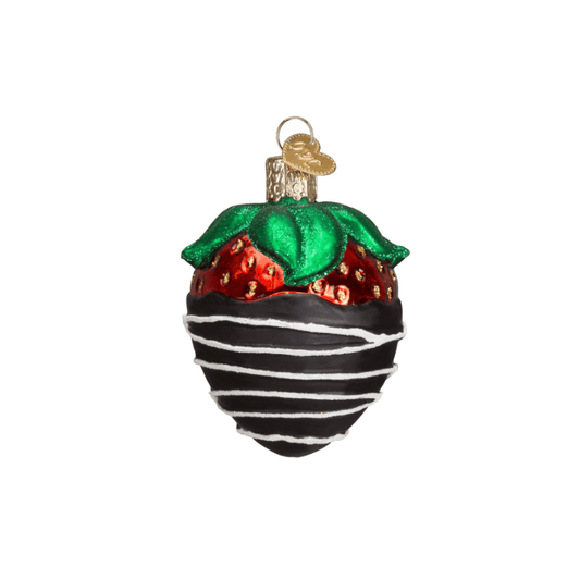 Chocolate Dipped Strawberry Glass Ornament