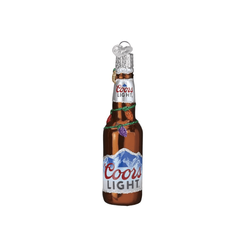 Holiday Coors Lite Bottle Glass Ornament