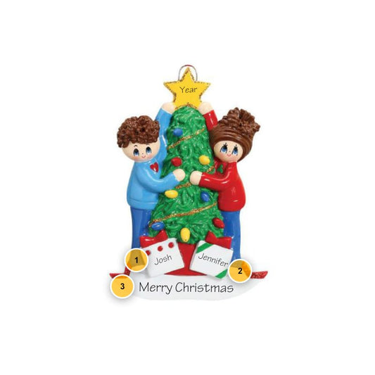 Couple Decorating Christmas Tree Personalized Ornament