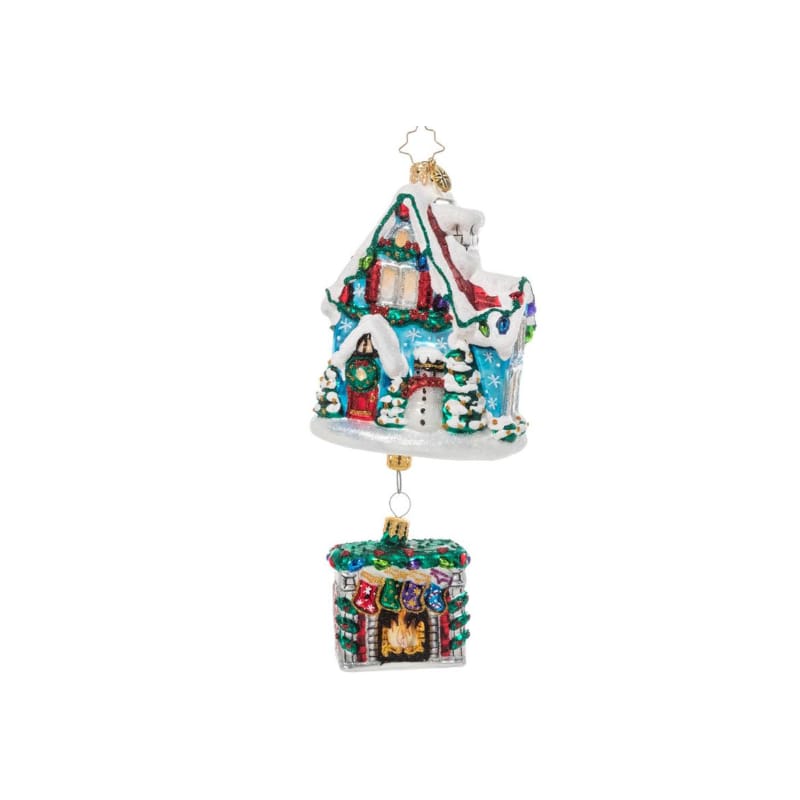 Christopher Radko-Cozy Christmas Cottage House Glass Ornament