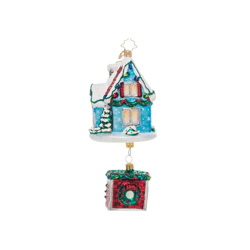 Christopher Radko-Cozy Christmas Cottage House Glass Ornament