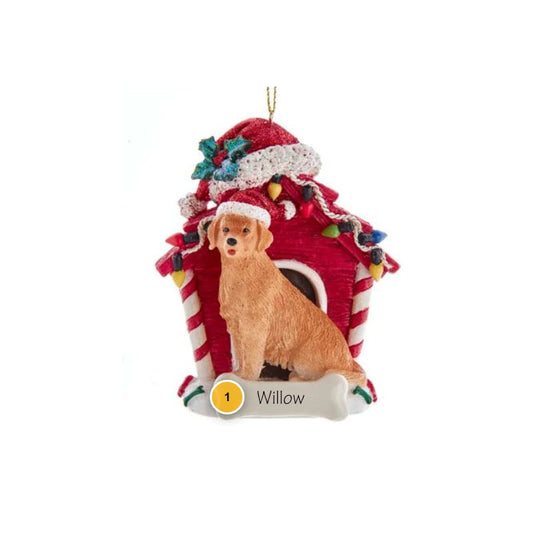 Golden Retriever With Dog House Personalized Ornament