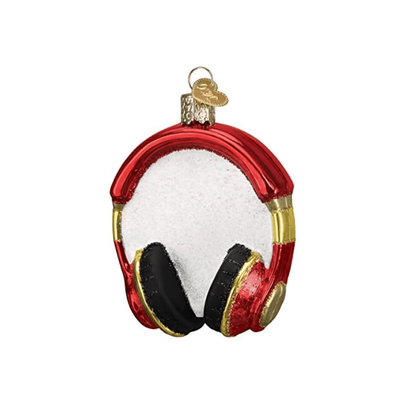 Headphones Glass Ornament