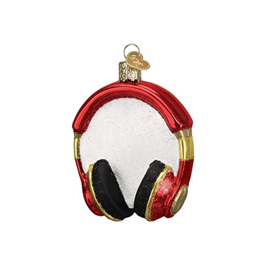 Headphones Glass Ornament