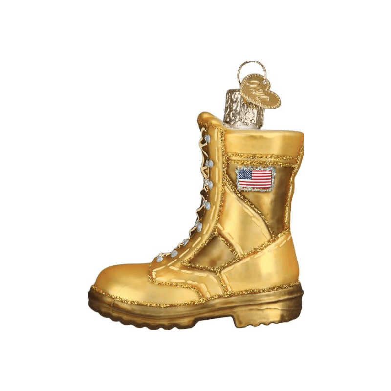 Military Boot Glass Ornament