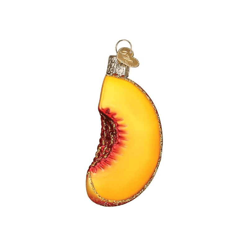 Peach Slice Glass Ornament