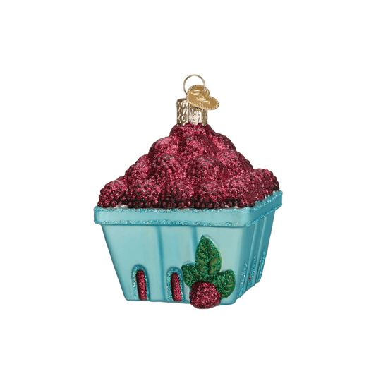 Carton of Raspberries Glass Ornament