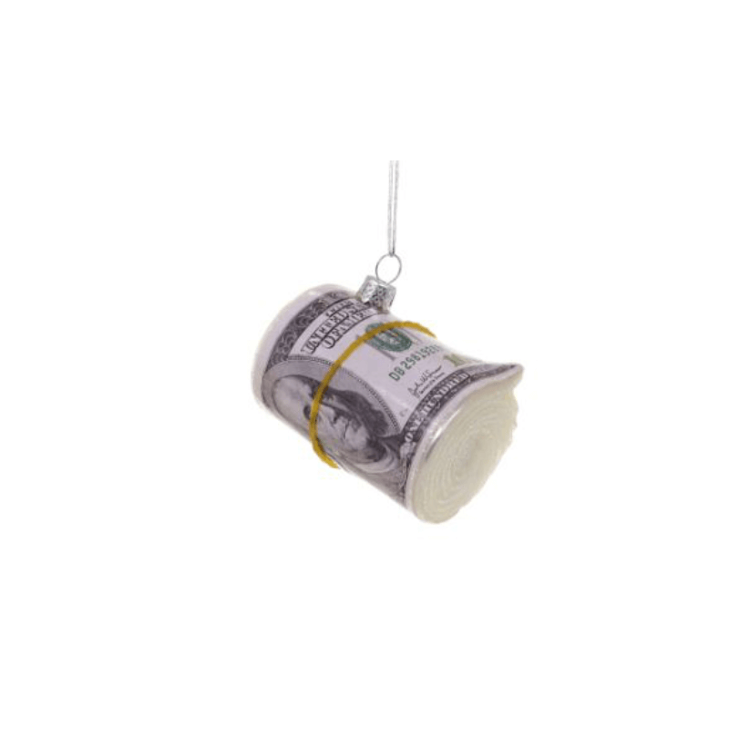 Roll of Cash Glass Ornament