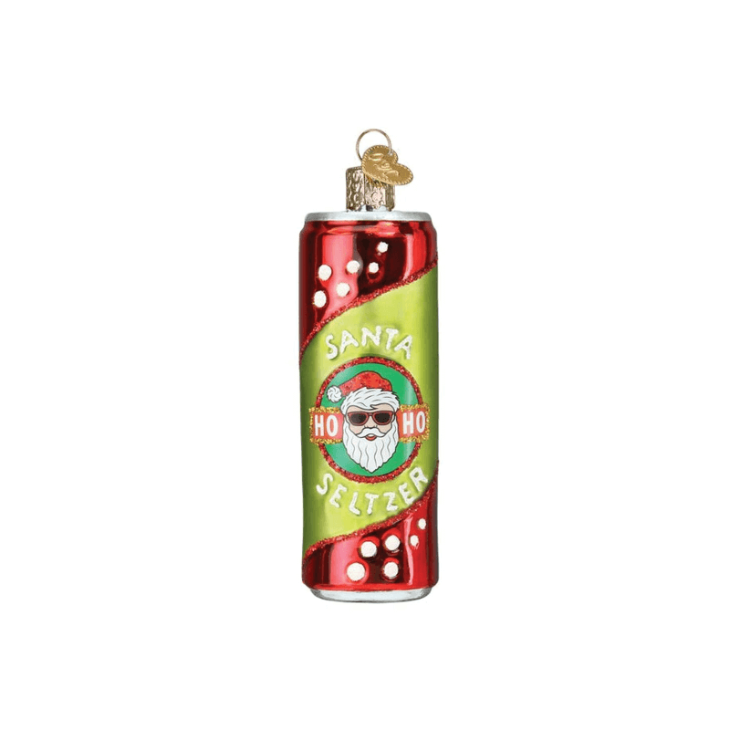 Santa Seltzer Glass Ornament