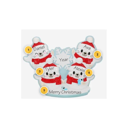 Seal Family of 4 Personalized Ornament