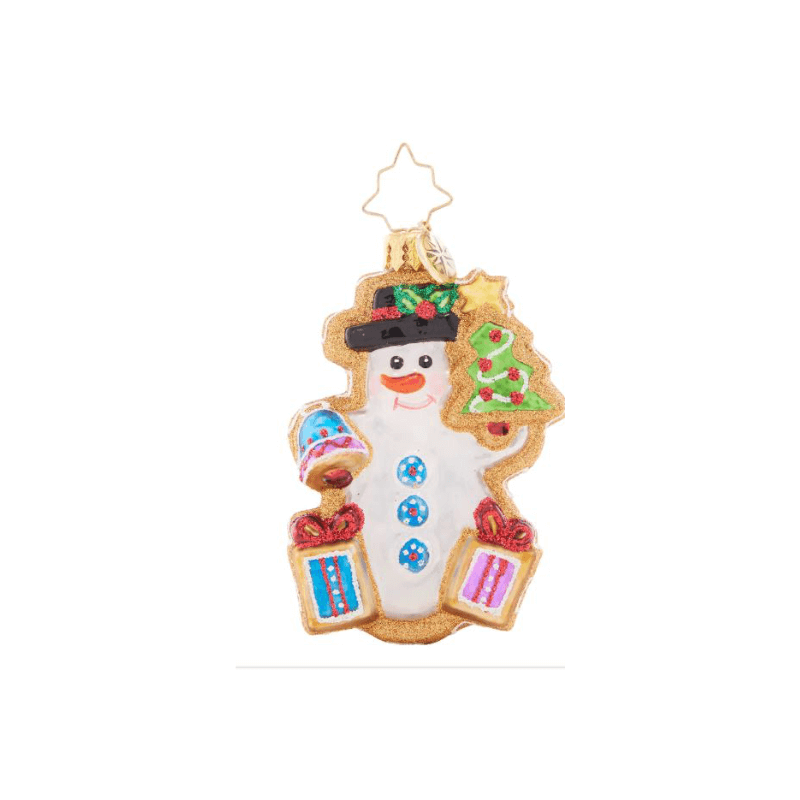 Christopher Radko-Gingerbread Snowmen Gem Glass Ornament