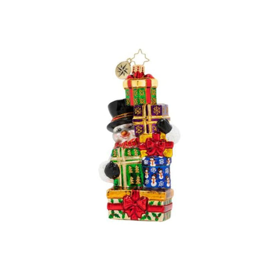 Christopher Radko-Stacked With Surprises Snowman Glass Ornament