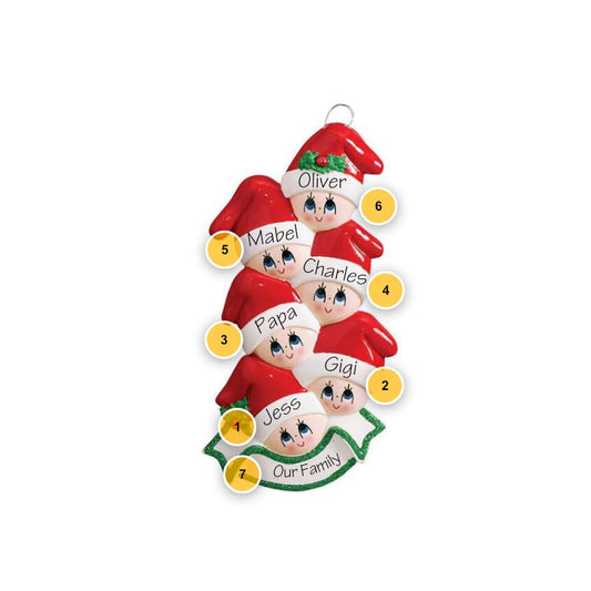 Stocking Head Family with 6 Personalized Ornament