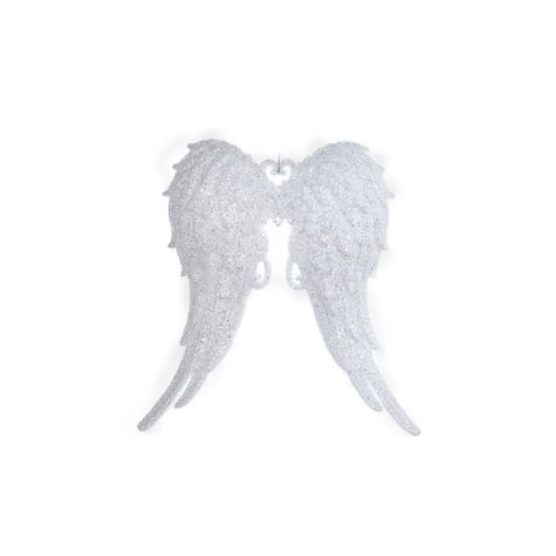 White Glitter Wings Ornament