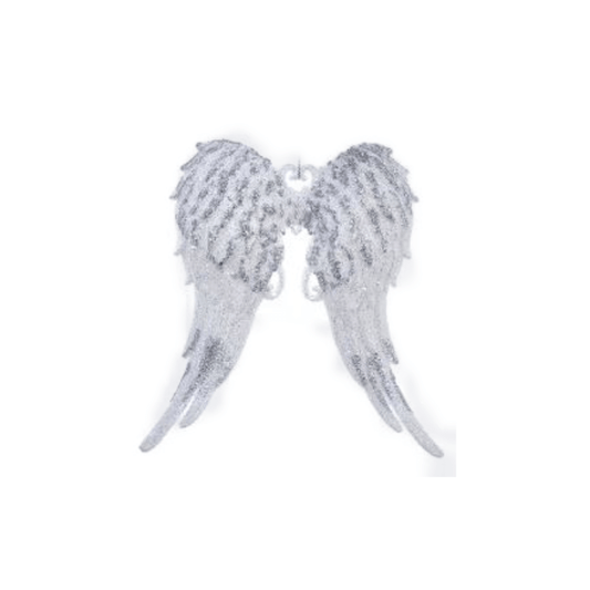 White with Silver Glitter Wings Ornament