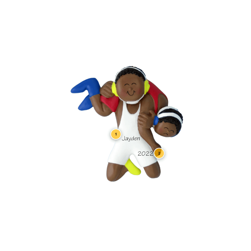 African American Male Wrestler Personalized Ornament