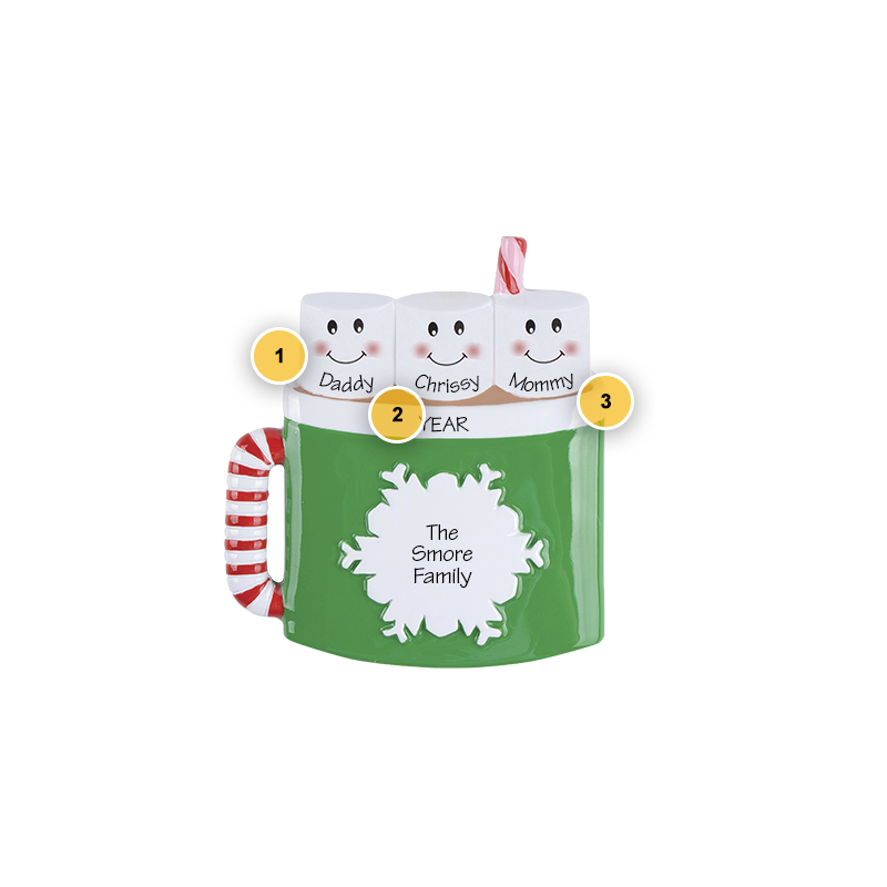 Happy Marshmallow Family Of 3 Personalized Ornament
