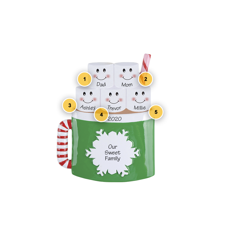 Happy Marshmallow Mug Family Of 3 Personalized Ornament