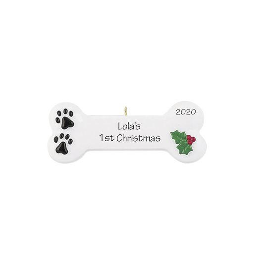 Dog Bone Pawprints Personalized Ornament