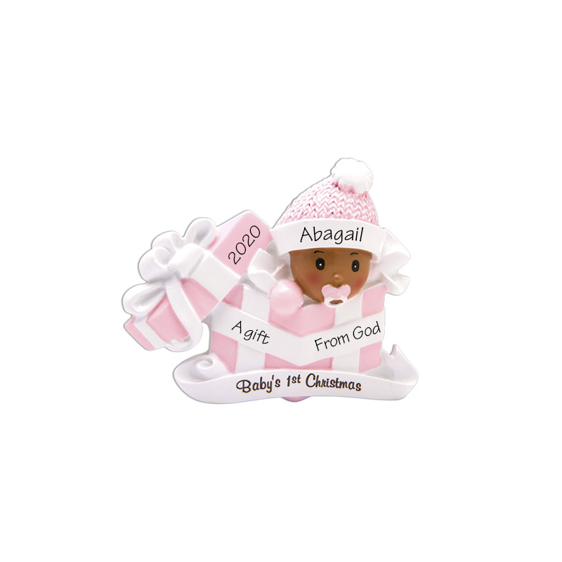 Baby Girl Present 1st Christmas Personalized Ornament