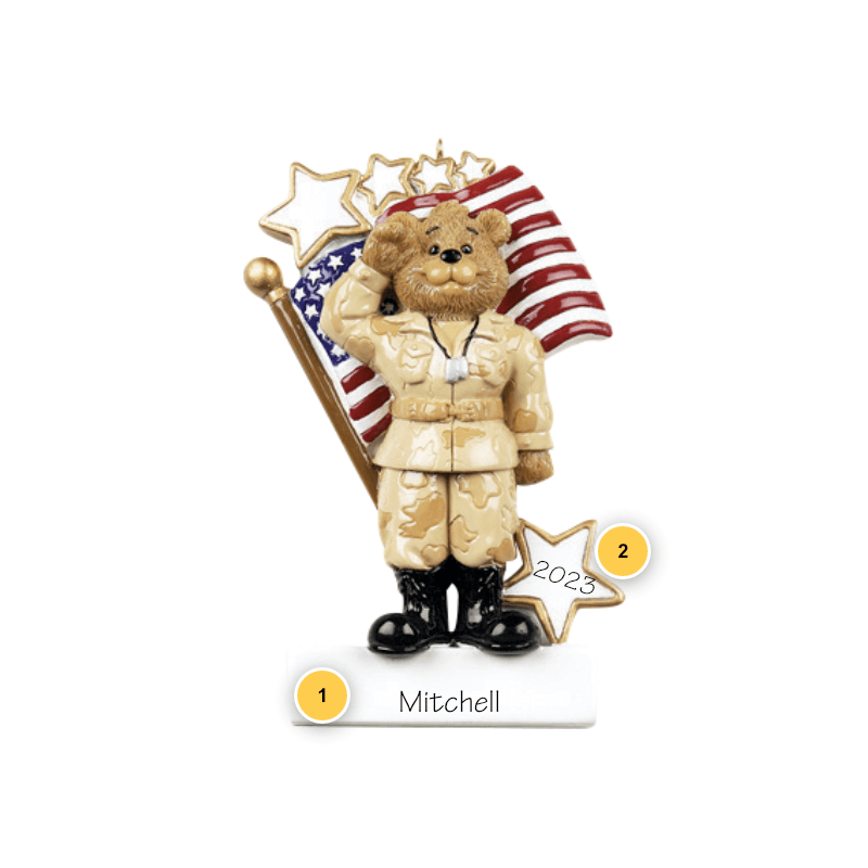 Army Bear Personalized Ornament