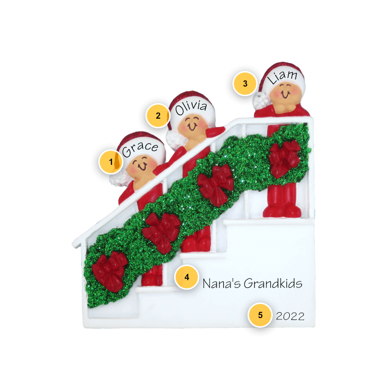 Family of 3 Bannister Personalized Ornament