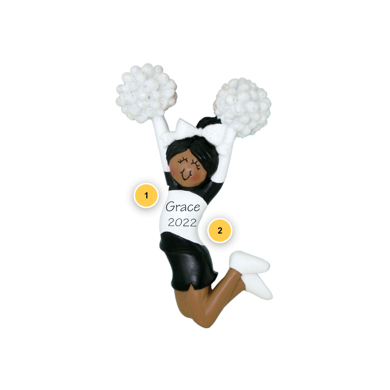 African American Black Uniform Cheerleader Personalized Ornament