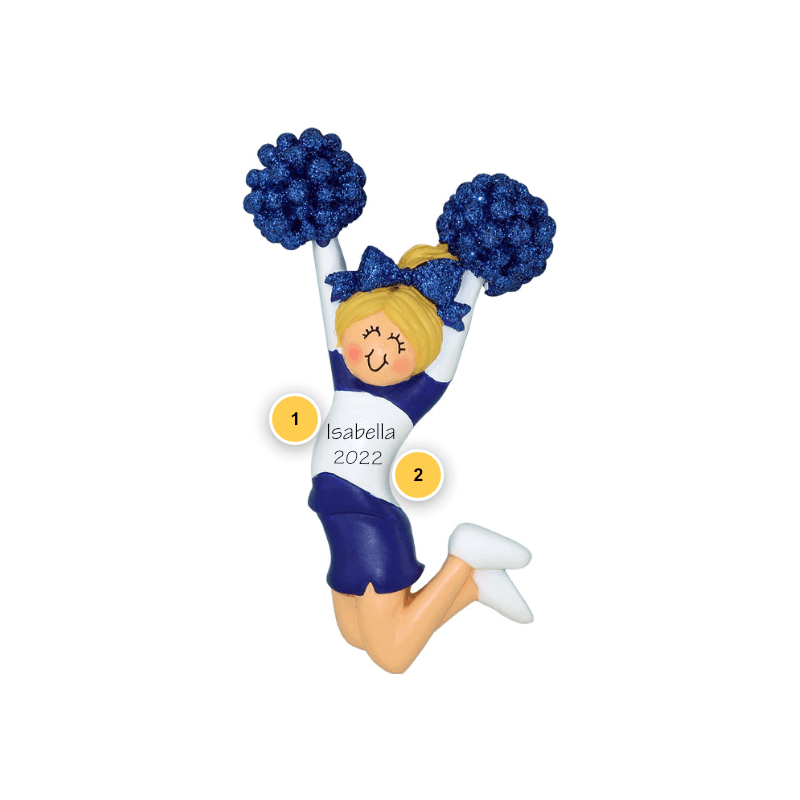 Blonde Cheerleader Blue Uniform Personalized Ornament