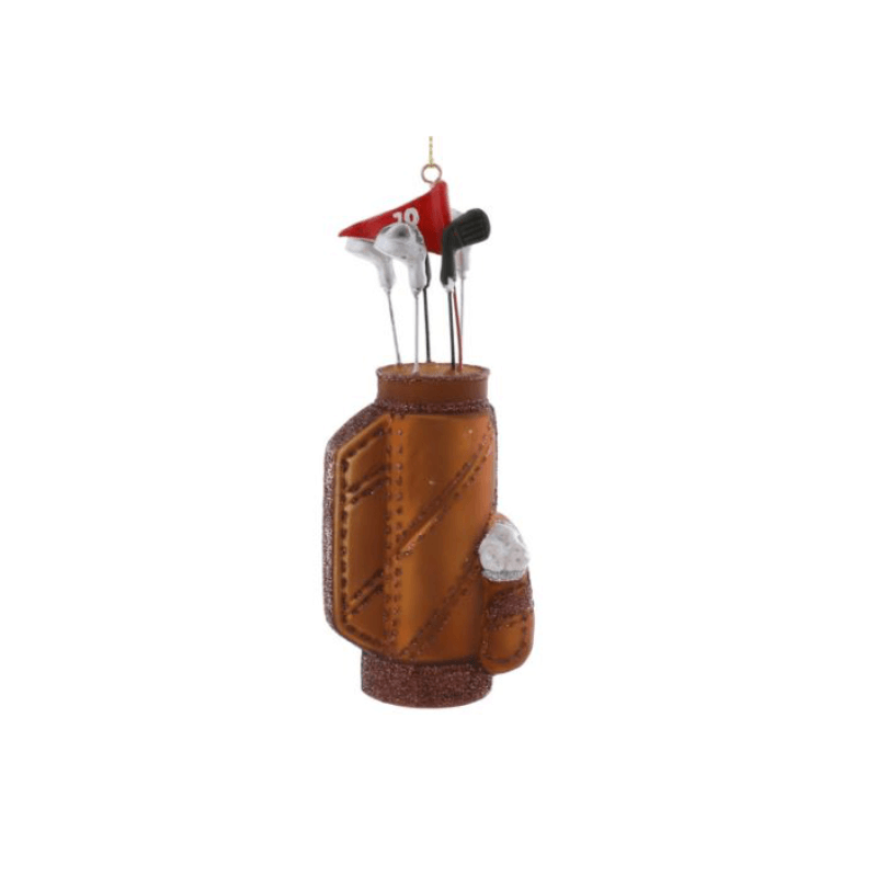 Golf Bag with Clubs Glass Ornament